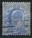 Великобритания 1902-1910 гг. • Gb# 230 • 2½ d. • Эдуард VII • ультрамарин. • стандарт • Used VF ( кат.- £15 )