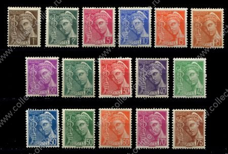 Франция 1938-1941 гг. • Iv# 404-416A • 1 - 75 c. • Меркурий, стандарт • полн. серия • MNH OG VF (кат. - €20 )