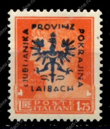 Германия 3-й рейх • оккупация Любляны 1944 г. • Mi# 12 • 1.75 L. • надпечатка на стандарте Италии• MNH OG VF