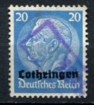 Германия 3-й рейх • оккупация Лотарингии 1940 г. • Mi# 9 • 20 pf. • надпечатка "Lothringen"• Used VF