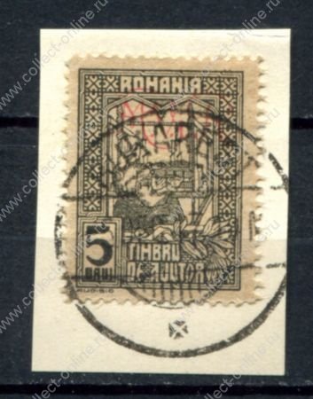 Германия • оккупация Румынии 1917 г. • Mi# 1x • 5 b. • серая бум. • доплатный выпуск • для оккупированных территорий • на вырезке Used XF ( кат. - €5 )