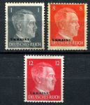Германия 3-й рейх • оккупация Украины 1941-1943 гг. • Mi# 1,6,8 • 1,8,12 pf. • надпечатка "Ukraine"• MNG VF