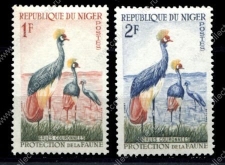 Нигер 1959-1962 гг. • Mi# 1-2 • 1 и 2 fr.• фауна Африки • венценосные журавли • MNH OG VF