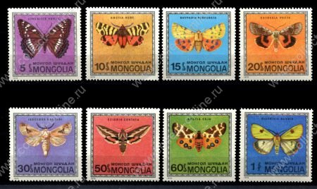 Монголия 1974 г. • Mi# 824-831 • бабочки • полн. серия • MNH OG VF ( кат. - €9 )