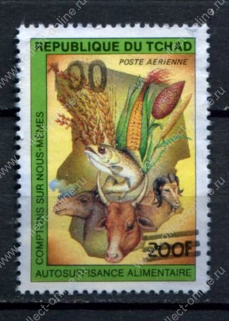 Чад 1989 г. • Iv# 506B • 100/200 fr. надпечатка нов. номинала • MNG F ®