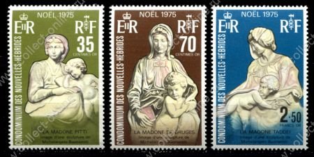 Новые Гебриды 1975 г. • Sc# 220-222 • Рождество • полн. серия • MNH OG VF