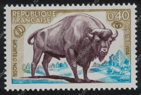 Франция 1974 г. • Iv# 1795 • 0.40 fr. • Фауна Европы, охрана природы • бизон • MNH OG VF