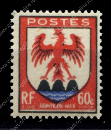 Франция 1946 г. • Iv# 758 • 60 c. • гербы городов и регионов, Ницца • стандарт • MNH OG VF