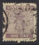 Швеция 1858-1872 гг. • Mi# 8 • 9 o. • королевский герб • стандарт • Used F-VF (кат. - €250 )