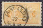 Швеция 1874 г. • Mi# D8 • 24 o. • 1-й выпуск (перф: 14) • официальная почта • гаш. - Кристианстад • Used XF ( кат.- € 18 )