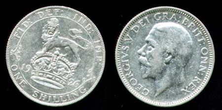 Великобритания 1926 г. • KM# 816a • 1 шиллинг • Георг VI • британский лев • регулярный выпуск • VF+