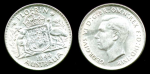 Австралия 1944 г. • KM# 40 • 1 флорин(2 шиллинга) • Георг VI • кенгуру, страус и герб • серебро • регулярный выпуск • MS BU