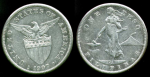 Филиппины 1907 г. S • KM# 172 • 1 песо • американский орел на щите • серебро • регулярный выпуск • XF