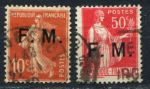 Франция 1907-1939 гг. • Mi# FM5,АЬ7 • 10 и 50 c. • надпечатка "F.M." • армейская почта • Used VF