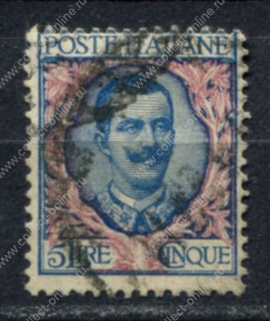 Италия 1901-1926 гг. • SC# 89 • 5 L. • Виктор Эммануил III • стандарт • Used F-VF • ( кат.- $7.50 )