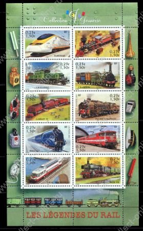 Франция 2001 г. • Iv# BF 38 • €2.30 • Паровозы и локомотивы • блок • MNH OG VF ( кат. - €8 )