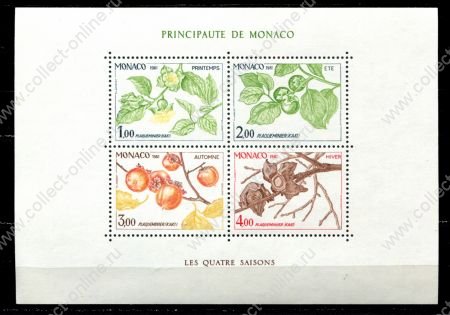 Монако 1981 г. • Mi# Block 18 • 4 сезона природы, хурма • блок • MNH OG VF ( кат. - €10 )