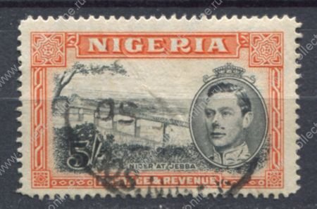 Нигерия 1938-1951 гг. • Gb# 59b • 5 s. • Георг VI • стандарт ( перф: 14 ) • Used VF  ( кат. - £4 )