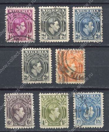 Нигерия 1938-1951 гг. • Gb# 50b .. 57 • 1 d. .. 1s.3d. • Георг VI • стандарт ( 8 марок ) • Used VF  ( кат. - £7.5 ) 