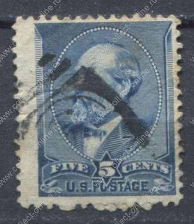 США 1888 г. • SC# 216 • 5 c. • Президент Джеймс Абрахам Гарфилд • Used F-VF ( кат. - $18 )