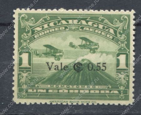 Никарагуа 1933 • Mi# 655 • надпечатка 0.55 • аэропланы • авиапочта • MNH OG XF