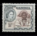 Гамбия 1953-1959 гг. • Gb# 173 • 1½ d. • Елизавета II • осн. выпуск • национальный костюм • MH OG VF