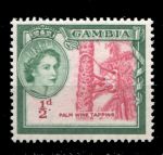 Гамбия 1953-1959 гг. • Gb# 171 • ½ d. • Елизавета II • осн. выпуск • сбор пальмового вина • MH OG VF