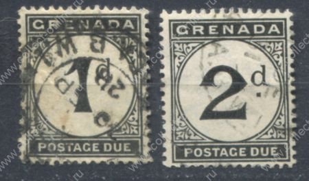 Гренада 1921-1922 гг. Gb# D11,13 • 1 и 2 d. • доплаатные • 2 марки • Used F-VF ( кат. - £3 )