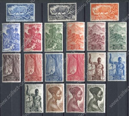 Французская Экваториальная Африка 1947 г. • Iv# 208-226 • 10 c. - 25 fr. • основной выпуск • полн. серия • MNH OG VF ( кат. - €30 )