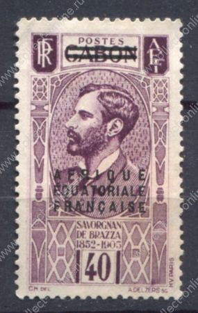 Французская Экваториальная Африка 1936 г. • Iv# 22 • 40 c. • надпечатка на м. Габона • Саворньян де Бразза • MNG VF ( кат.- €5 )