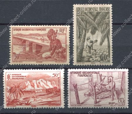 Французская Западная Африка 1947 г. • Iv# 25 .. 29 • 30 .. 80 c. • основной выпуск • 4 марки • MLH OG VF
