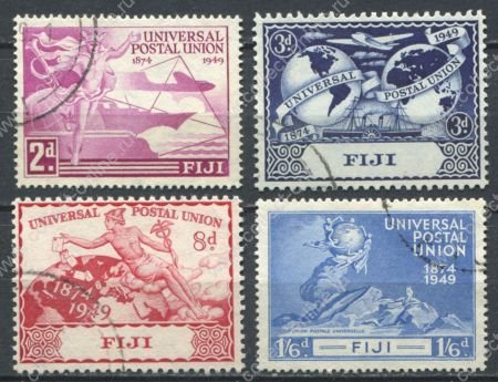 Фиджи 1949 г. • Gb# 272-5 • 2 d. - 1s.6d. • 75-летие ВПС(UPU) • полн. серия • Used VF ( кат.- £ 10 )