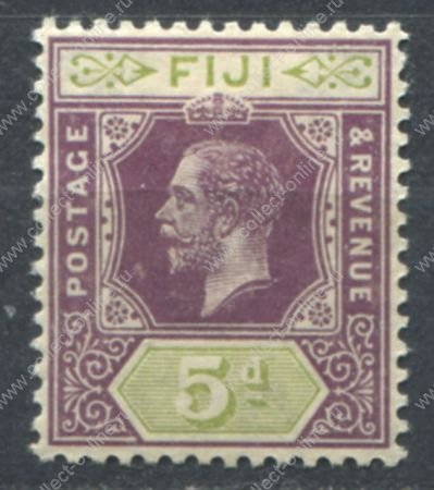 Фиджи 1912-1923 гг. • Gb# 132 • 5 d. • Георг V  • стандарт • MH OG VF ( кат.- £ 5 )