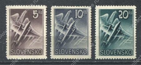 Словакия 1940 г. • Mi# 76-78 • 5 - 20 kr. • Самолет и орёл • авиапочта • полн. серия • MNH OG VF