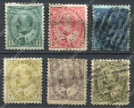 Канада 1903-1908 гг. • SC# 89 - 94 • 1 - 20 c. • Эдуард VII • стандарт • Used F-VF ( кат.- $80+ )