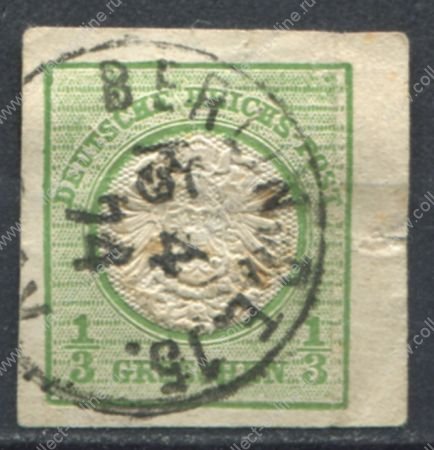 Германия 1872 г. • Mi# • ⅓ gr. • орел с большим щитом • вырезка из конверта • Used VF