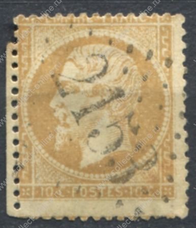 Франция 1862-1871 гг. • Sc# 25 • 10 c. • Император Наполеон III • стандарт • Used VF ( кат.- $4 )