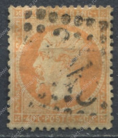 Франция 1862-1871 гг. • Sc# 27 • 40 c. • Император Наполеон III • стандарт • Used VF ( кат.- $7 )