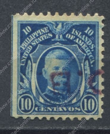 Филиппины 1917-1925 г. • SC# 294 • 10 c. • перевернутая надпечатка(ручная) "O.B." • официальная почта • MH OG VF