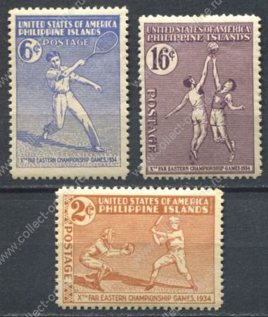 Филиппины 1934 г. • SC# 380-2 • 2 - 16 c. • Дальневосточные спортивные игры • полн. серия • MNH OG VF