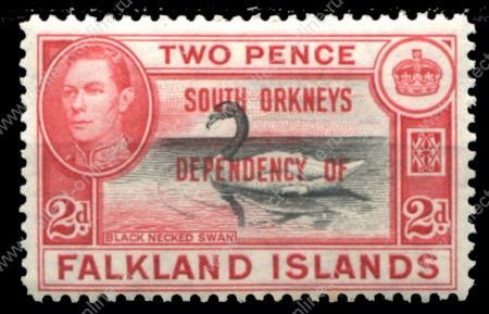 Фолклендские о-ва • Южные Оркнейские острова 1944-1945 гг. • Gb# C3 • 2 d. • Георг VI • основной выпуск • надпечатка • MLH OG XF