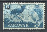 Саравак 1955-1959 гг. • Gb# 191 • 6 c. • Елизавета II основной выпуск • малабарский ток(птица-носорог) • Used XF ( кат.- £ 3,5 )