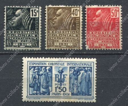 Франция 1930 г. Sc# 258-60,262 • 15 c. .. 1.50 fr. • Выставка французских колоний • MH OG F-VF ( кат. - $40 )