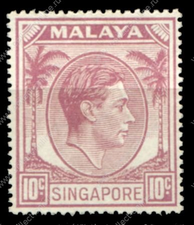 Сингапур 1948-1952 гг. • Gb# 22 • 10 c. • Георг VI • стандарт • MH OG VF