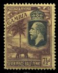 Гамбия 1922-1929 гг. • Gb# 132 • 7½ d. • Георг V • осн. выпуск • слоны • MLH OG VF ( кат. - £18 )