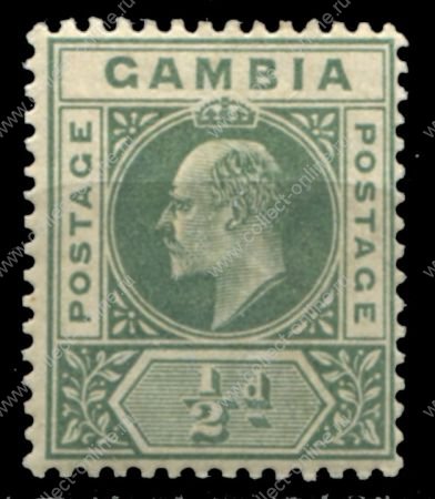 Гамбия 1902-1905 гг. • Gb# 45 • ½ d. • Эдуард VII • стандарт • MH OG VF ( кат. - £4 )