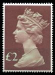 Великобритания 1977 г. • Gb# 1027 • £2 • Елизавета II • "машинный" выпуск • стандарт • MNH OG XF