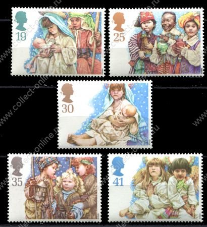 Великобритания 1994 г. • Gb# 1843-7 • 19 - 41 p. • Рождество • полн. серия • MNH OG XF