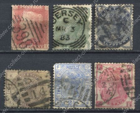 Великобритания 1854-1883 гг. • GB# 17 .. 190 • Королева Виктория • подборка 6 марок • Used - VG-F ( кат.- £175 )