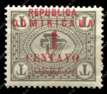 Доминикана 1904 г. • SC# 165c • 1 на 4 c. • надп. нов. номинала • перевернутая! • MH OG XF